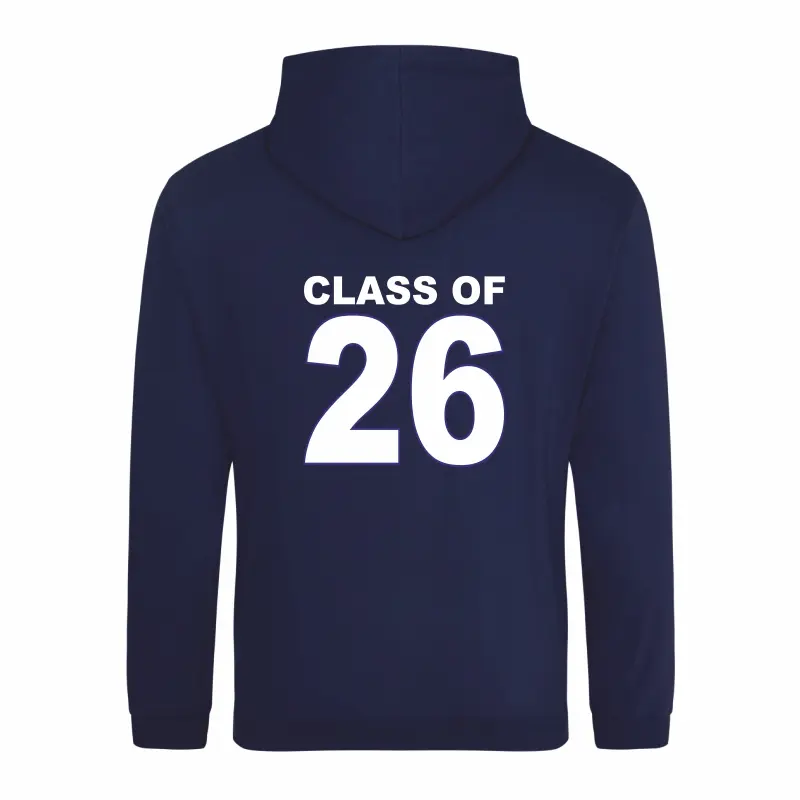 Bartons Navy Leavers Hoodie Back.webp