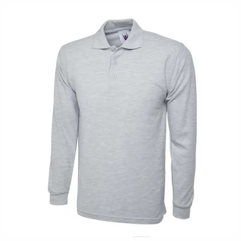 UC113 Uneek Longsleeve Classic Polo Shirt Heather Grey.webp