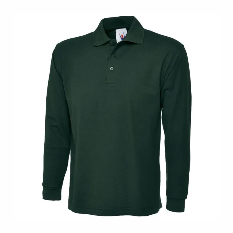 UC113 Uneek Longsleeve Classic Polo Shirt Bottle Green.webp