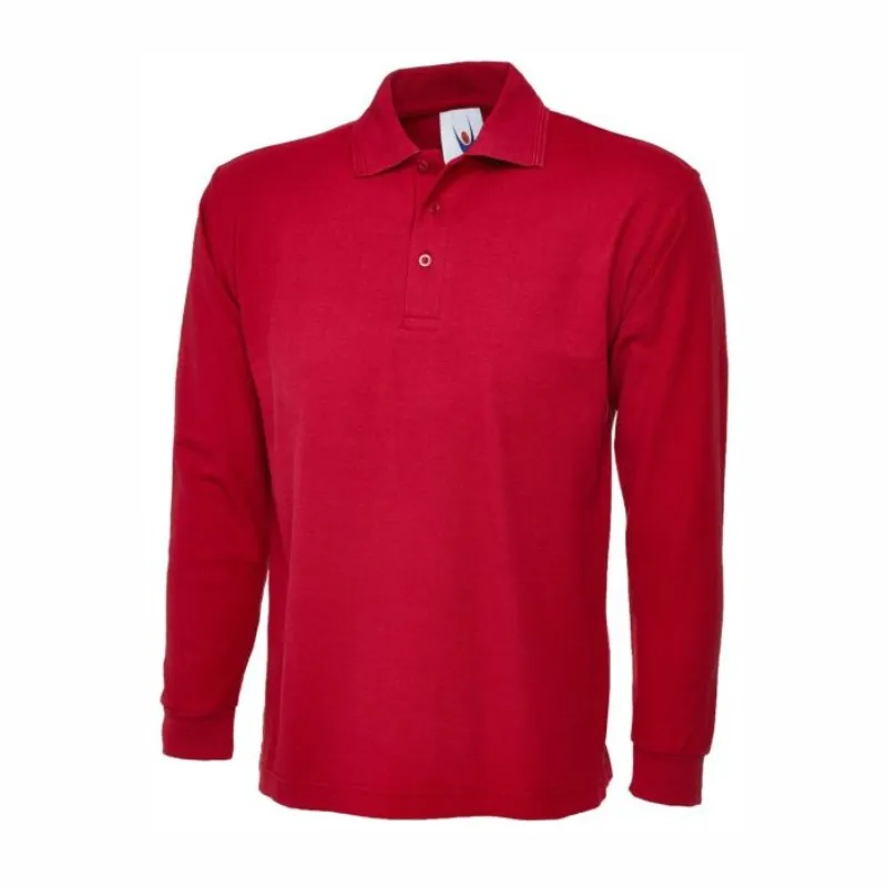 UC113 Uneek Longsleeve Classic Polo Shirt Red.webp