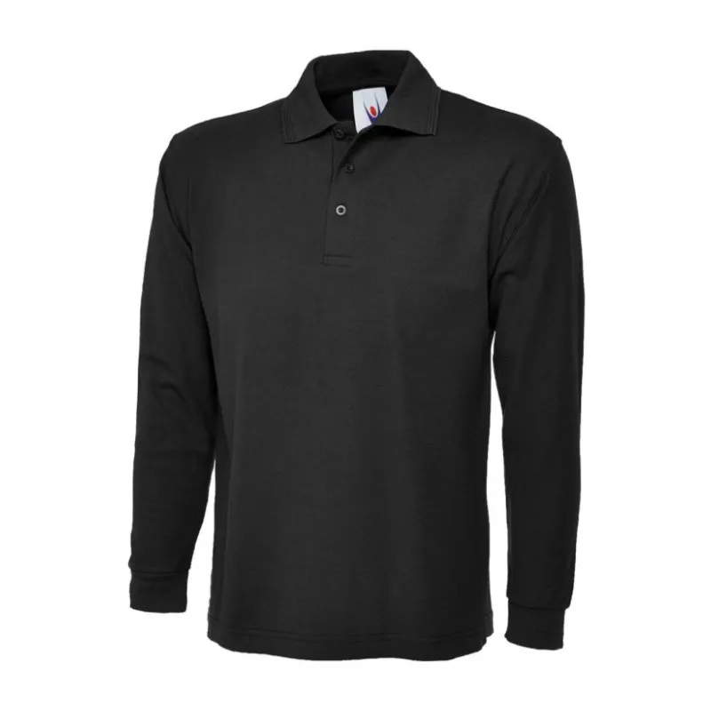 UC113 Uneek Longsleeve Classic Polo Shirt Black.webp
