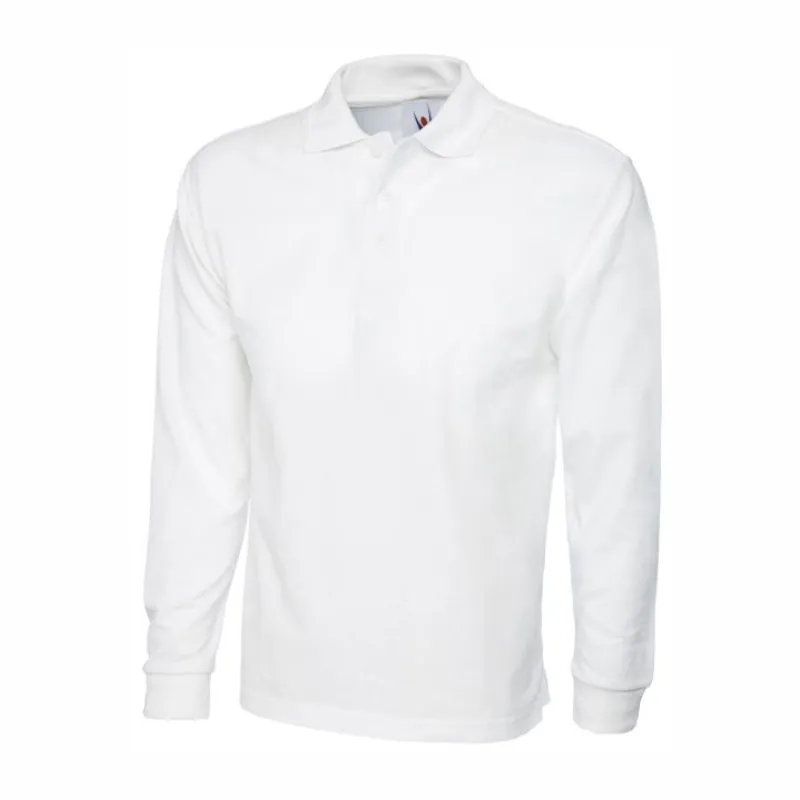 UC113 Uneek Longsleeve Classic Polo Shirt White.webp