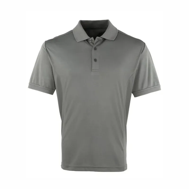 PR615 Premier Coolchecker Pique Polo Shirt Dark Grey.webp