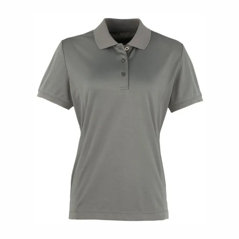 PR616 Premier Women's Coolchecker Pique Polo Shirt Dark Grey.webp