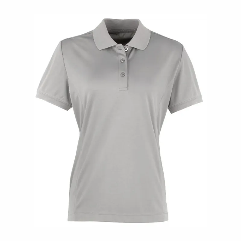 PR616 Premier Women's Coolchecker Pique Polo Shirt Silver.webp