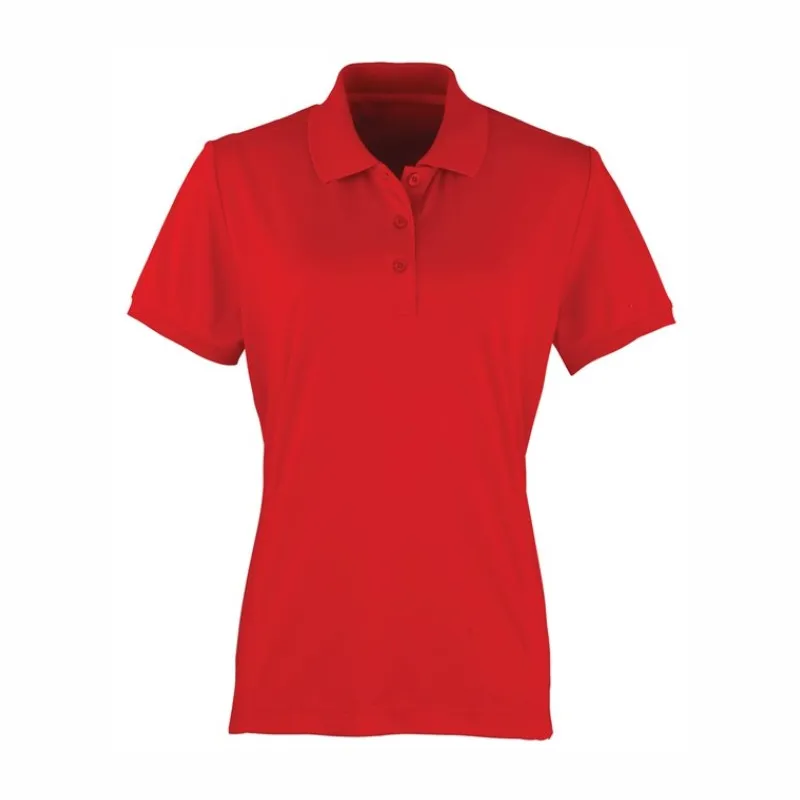 PR616 Premier Women's Coolchecker Pique Polo Shirt Red.webp