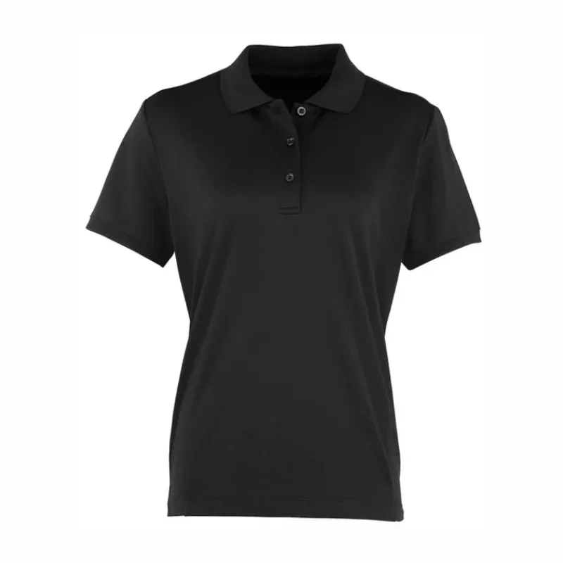 PR616 Premier Women's Coolchecker Pique Polo Shirt Black.webp