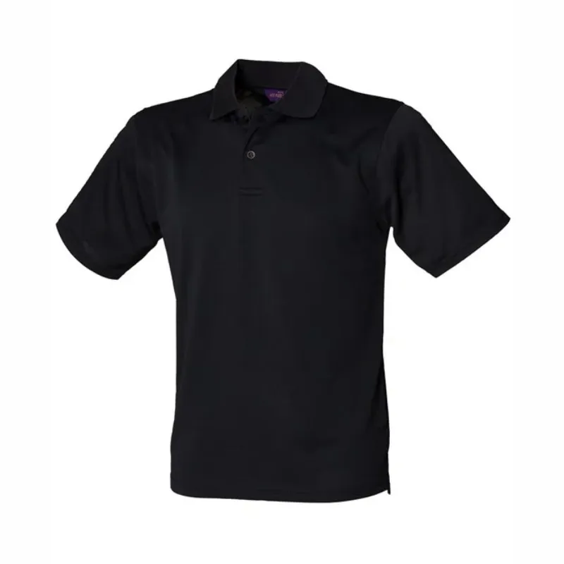 HB475 Henbury Coolplus Polo Shirt Black.webp