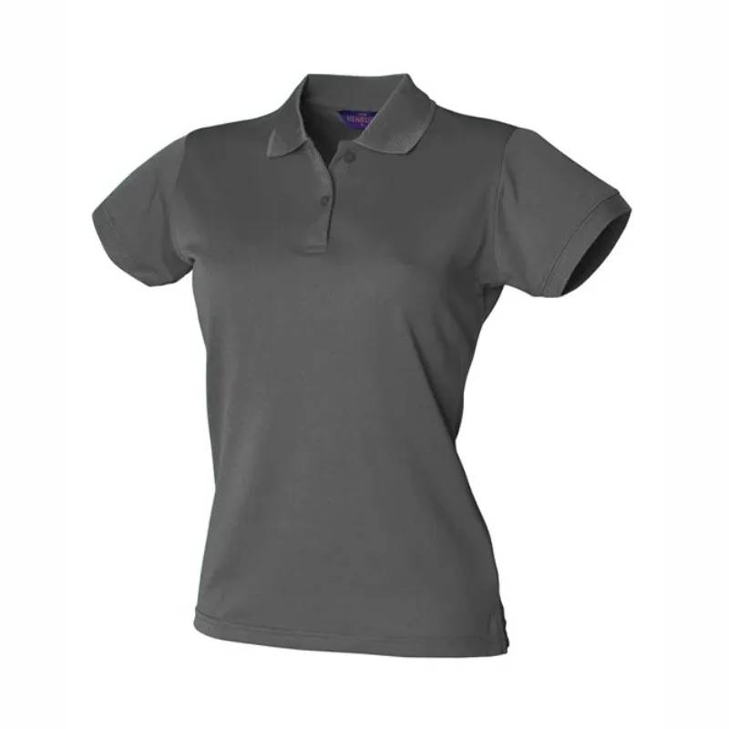 HB476 Henbury Women's Coolplus Polo Shirt Charcoal.webp