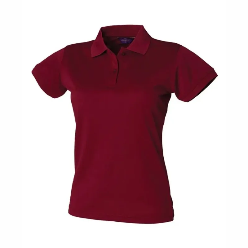 HB476 Henbury Women's Coolplus Polo Shirt Burgundy.webp