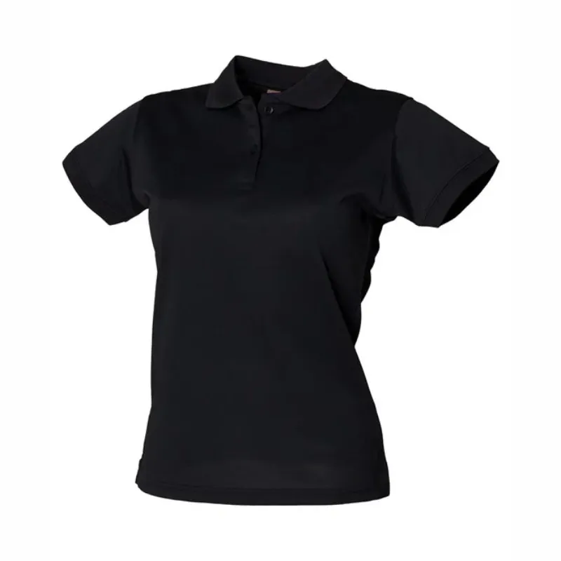 HB476 Henbury Women's Coolplus Polo Shirt Black.webp
