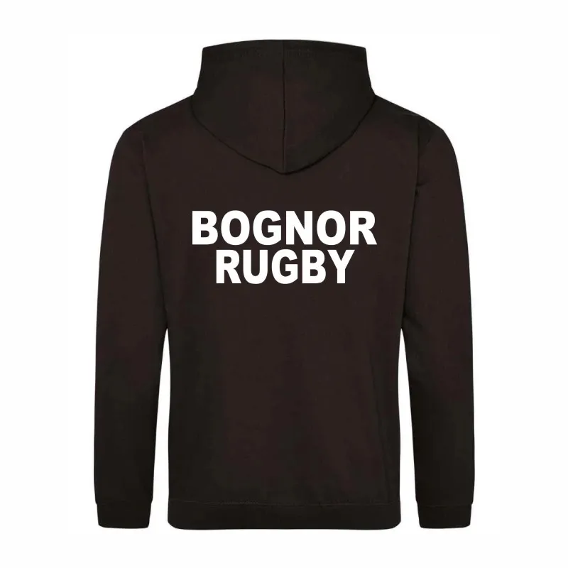 Bognor Rugby Unisex Black Hoodie Back.webp