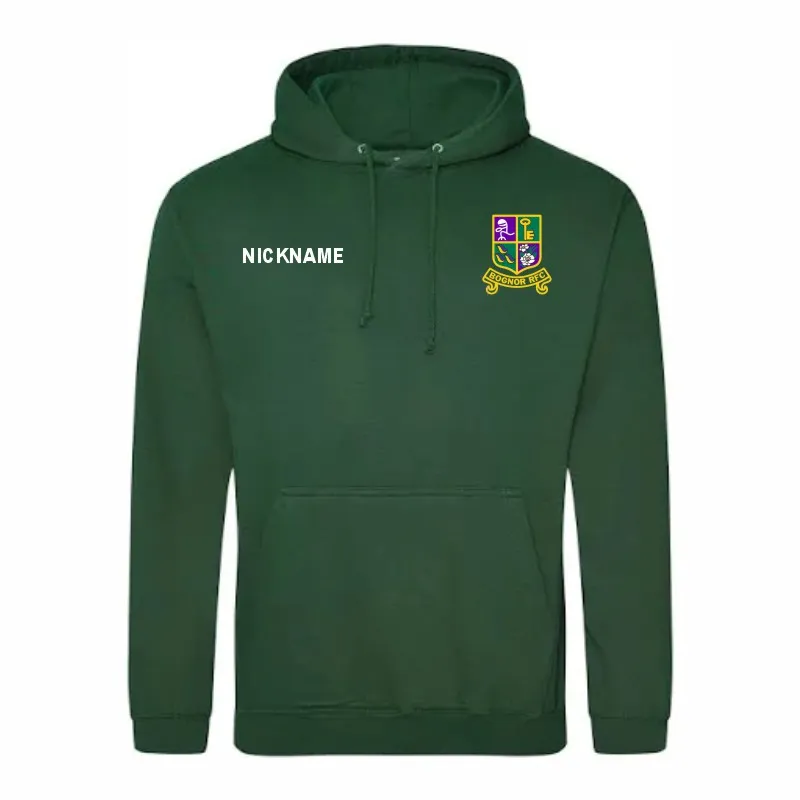 Bognor Rugby Unisex Bottle Green Hoodie Front.webp