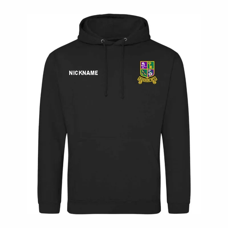 Bognor Rugby Unisex Black Hoodie Front.webp