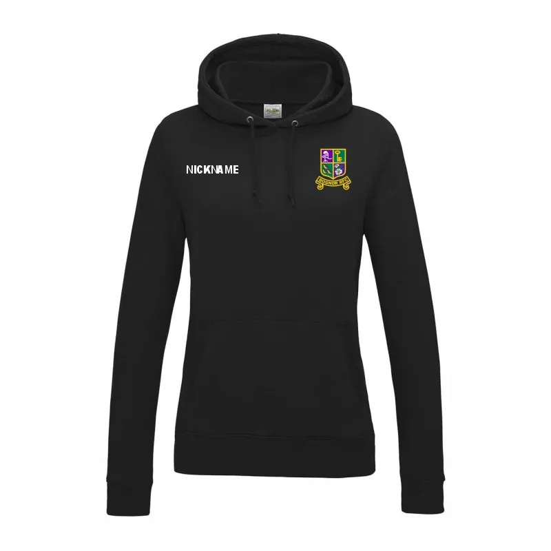 Bognor Rugby Womens Black Hoodie Front.webp