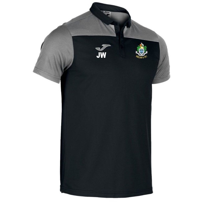 Selsey Youth FC Coaches Polo Shirt (S, Black/Melange, Initials)