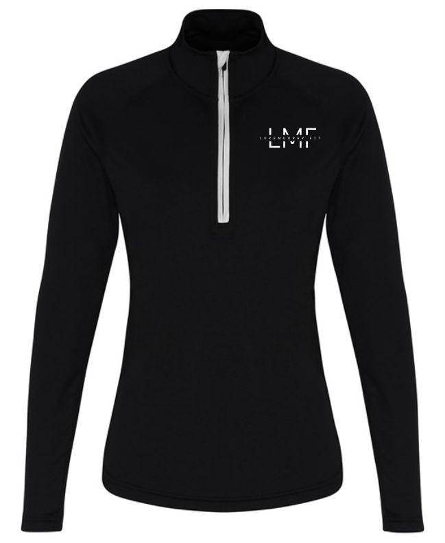 LM Fitness Ladies 1/4 Zip Top (Black, XS)