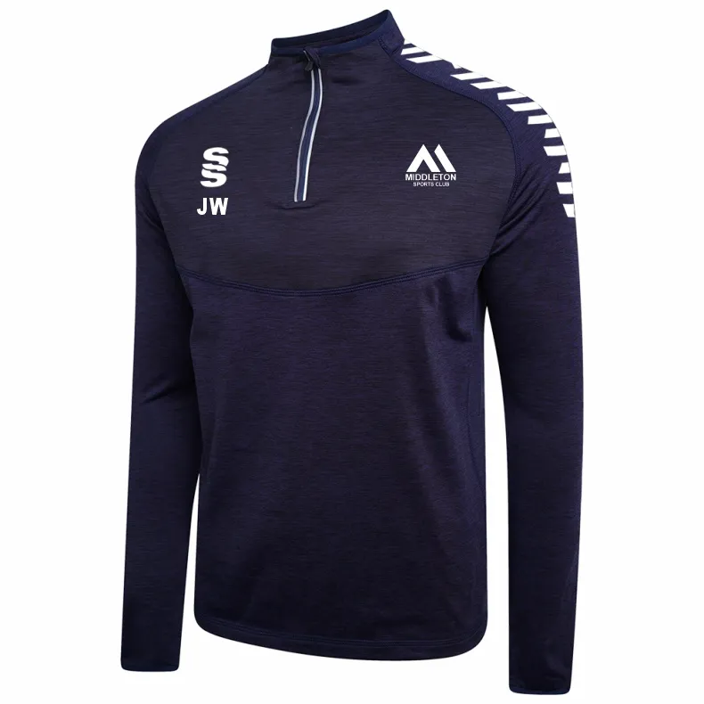 Middleton Cricket Club Unisex Dual 1/4 Zip Performance Top (Small Junior, Initials)
