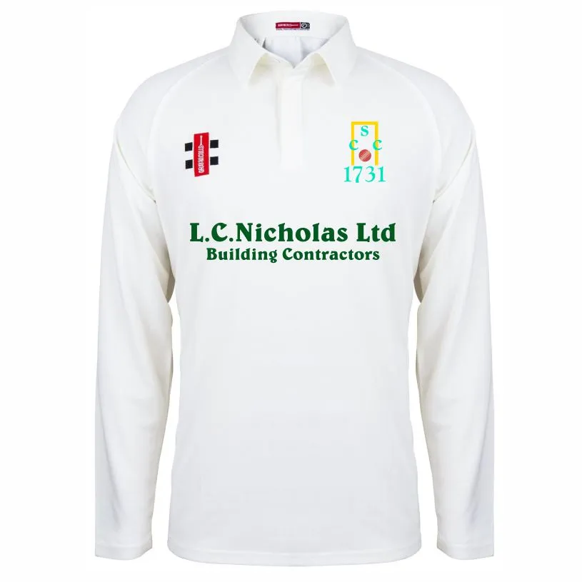 Slindon Cricket Club Long Sleeve Match Shirt (Age 9 - 10, Name and Number)