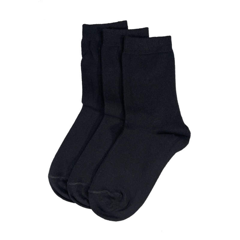 Cotton Rich Short School Socks (3-pack) (Shoe Size 4-7, Black)