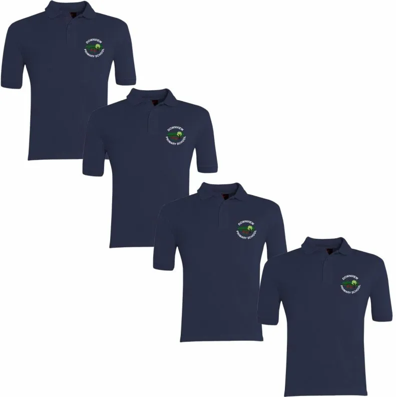 Downview Primary School 4 Navy Polo Shirts Bundle