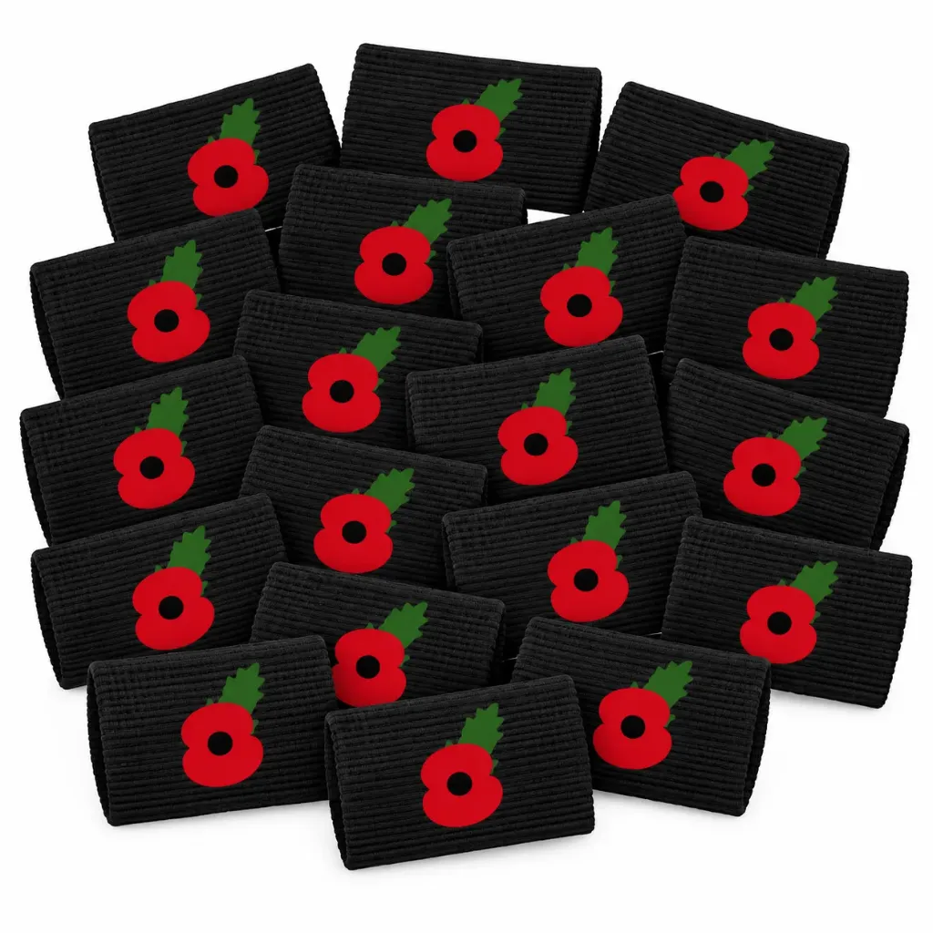 Remembrance Day Poppy Arm Bands Pack of 20