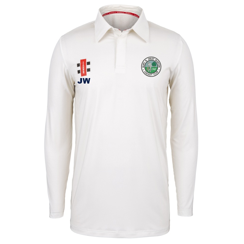 [WOO/2371] Bury & West Burton Cricket Club Long Sleeve Pro Match Shirt (XS, Initials)