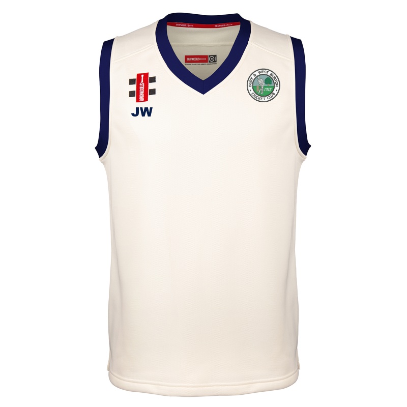 [WOO/2377] Bury & West Burton Cricket Club Sleeveless Match Sweater (XS, Initials)