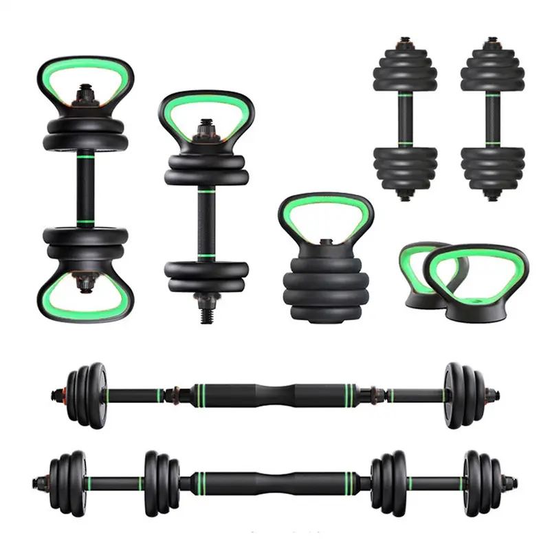 UFE Urban Fitness Six In One Dumbbell/Barbell Set - 40Kg - Black/Green