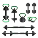 UFE Urban Fitness Six In One Dumbbell/Barbell Set - 40Kg - Black/Green