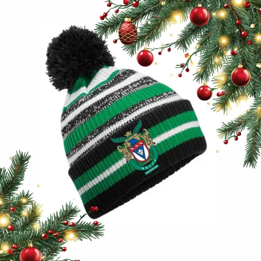 Bognor Town Youth Striped Bobble Hat 