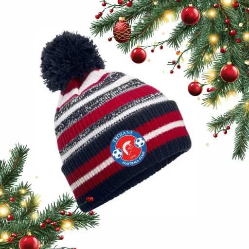 Barnham Trojans Striped Bobble Hat